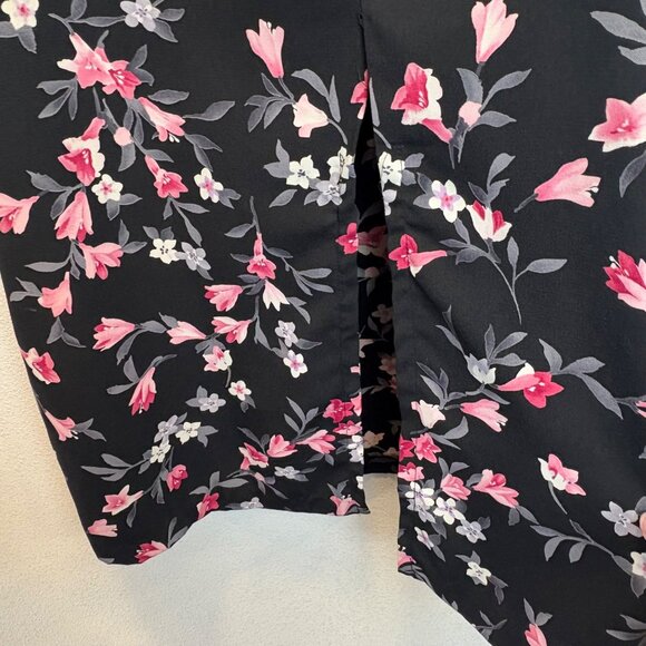 Brannan Studio Y2K Long Black Floral Skirt Large Vintage USA Slit Zip Maxi Dark - Picture 5 of 8